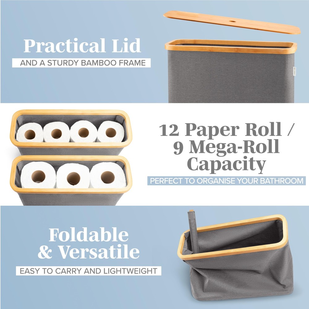 Storage for 12 Rolls, Stackable & Foldable - The Ultimate Bathroom Organizer ...