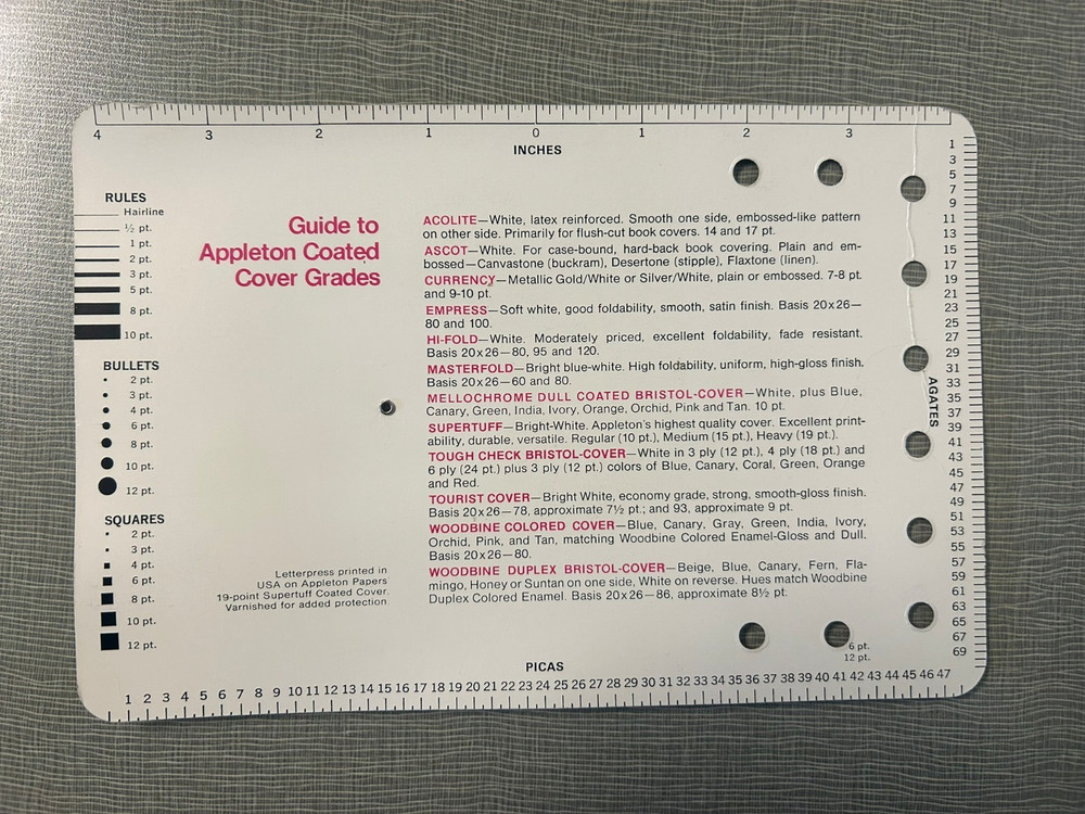 Appleton Papers Graph-A-Guide Screen Tint Finder Proportions Drafting Drawing