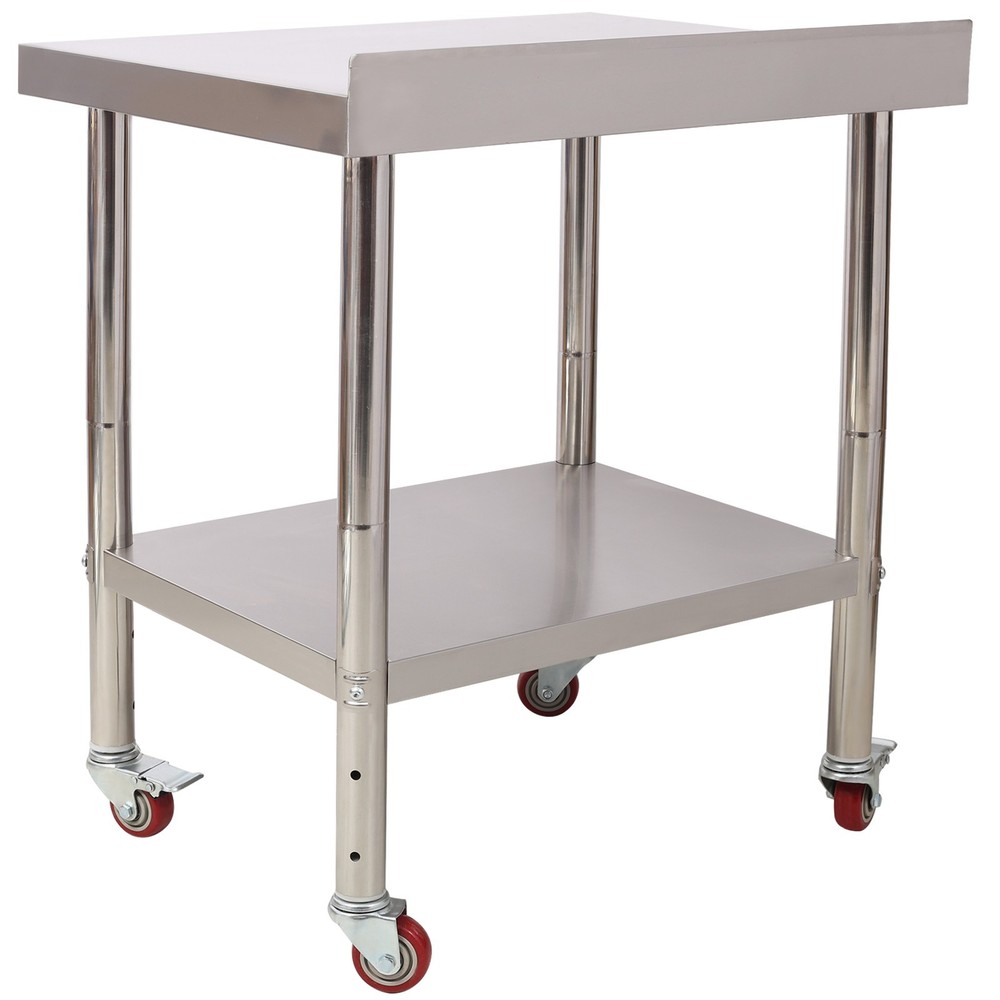Stainless Steel Prep Table 30" 440lbs Capacity Adjustable Undershelf 4 Casters
