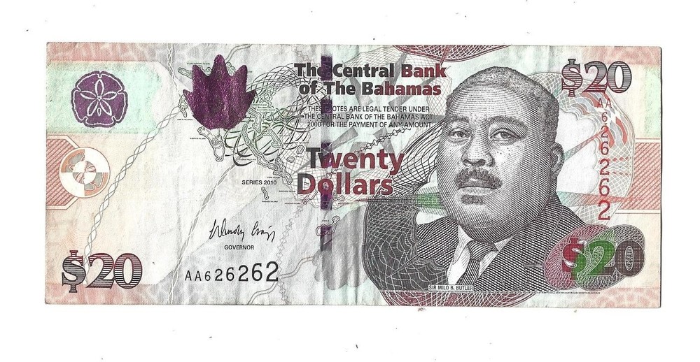 Bahamas ✨ 2010 ... $20 ... SUPER REPEATER NOTE .. S/N# AA 62 62 62
