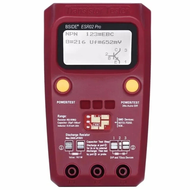 Transistor ESR/SMD Tester Smart Diode Triode Capacitance Resistor LCD Meter Test