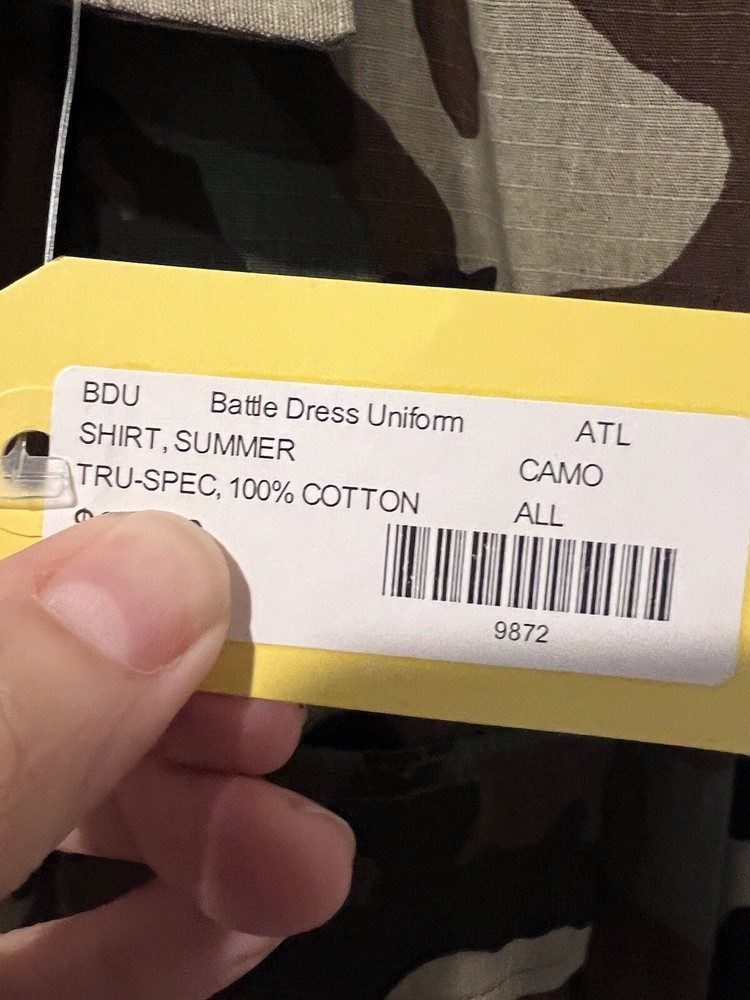 TRU-SPEC BDU Button Down Shirt New With Tags Size Small Long