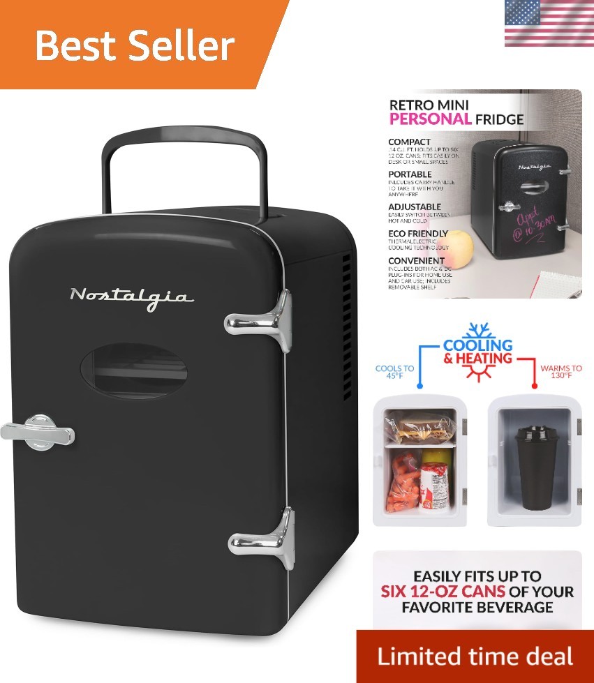 Chic 6-Can Retro Mini Fridge & Heater - Versatile Cooling & Warming Solution