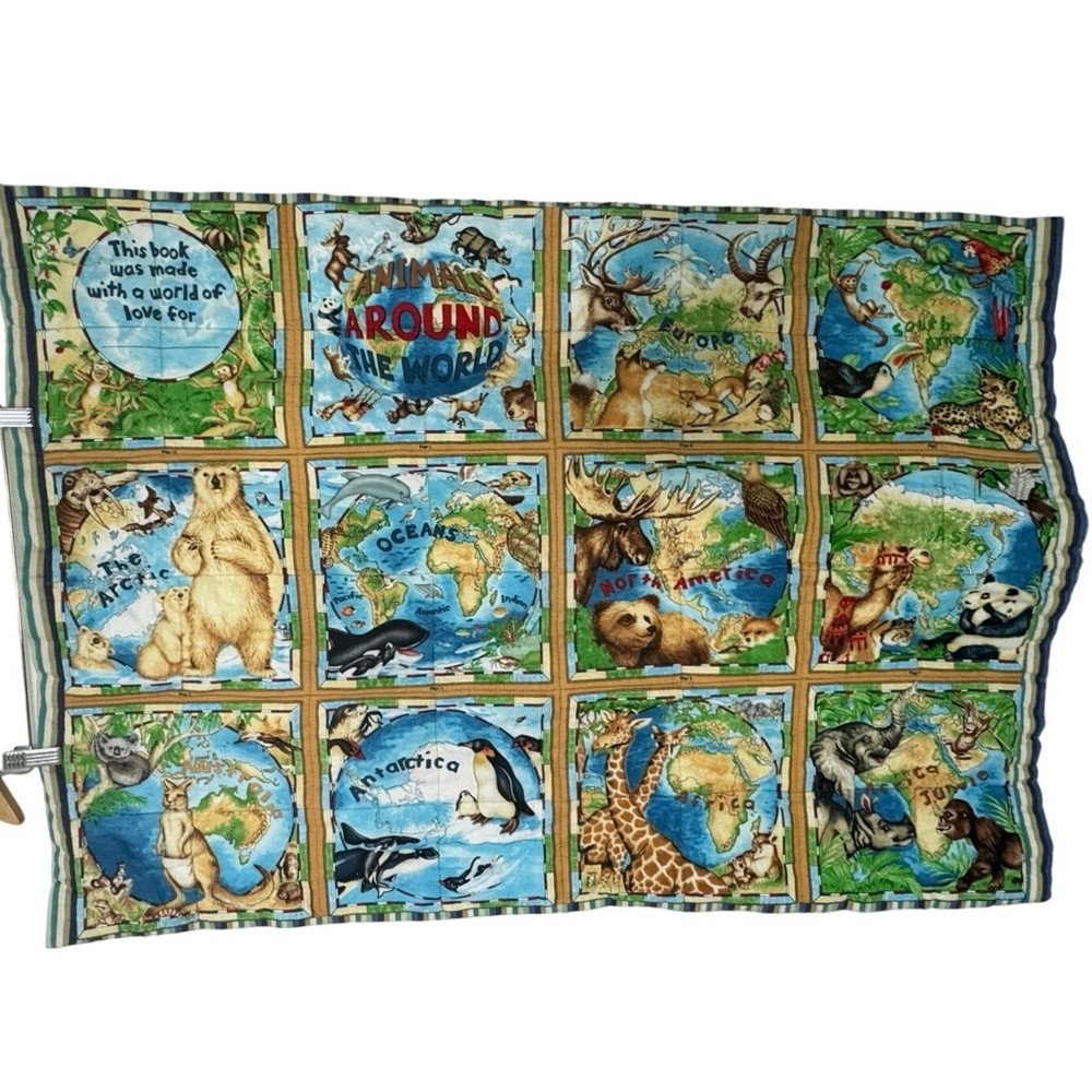 Fabric Panel Animals Around the World Book Theme