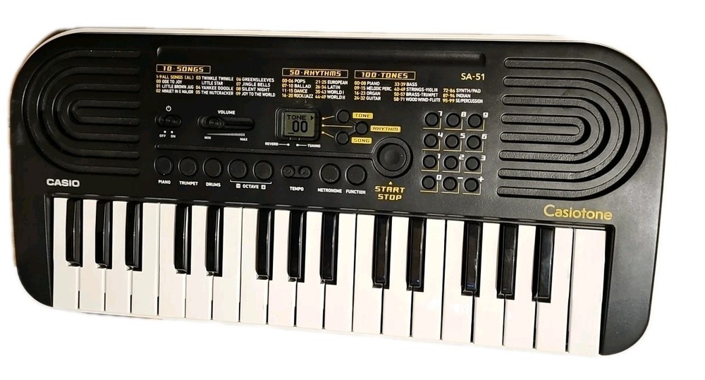 Casio SA-51 32-Key Mini Portable Keyboard Black Tested & Working