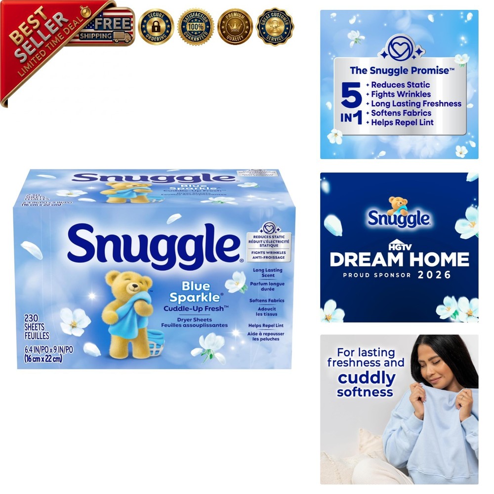 Cuddle-Up Fresh Fabric Softener Sheets, 230 Ct - Fight Static & Odor