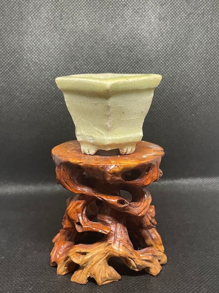 Hand-made Hexagonal Bonsai Pot Japanese Art Shape Miniature Tree Container White
