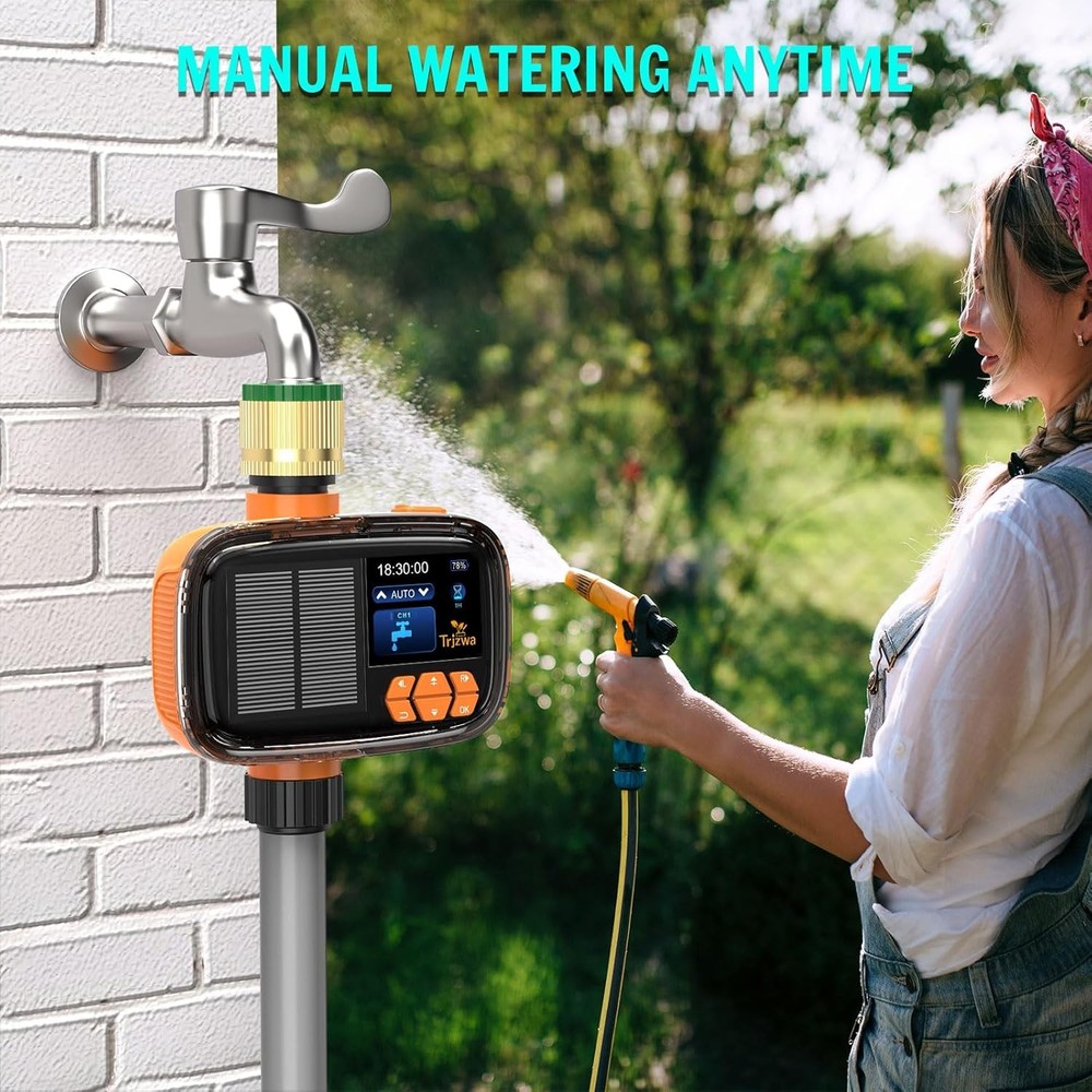 Solar Sprinkler Timer: Smart Garden Irrigation System with USB-C & Rain Delay