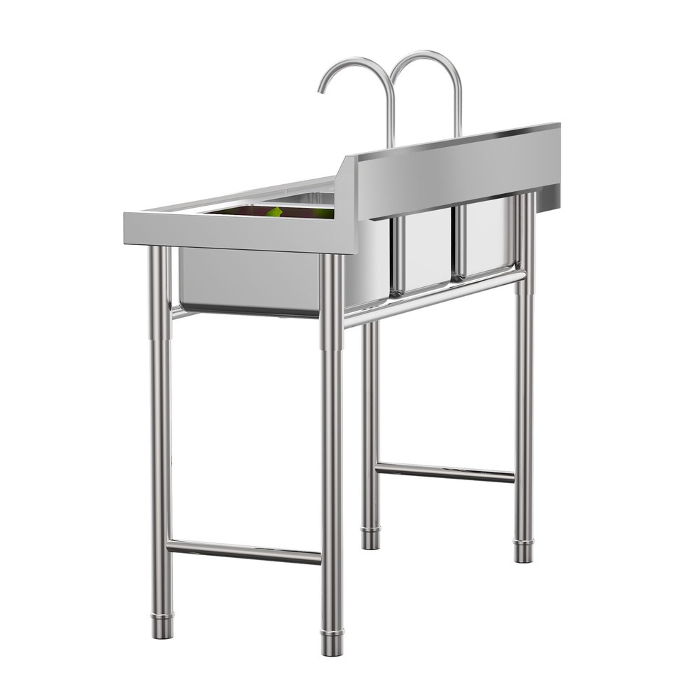 Commercial Stainless Steel 3-Compartment Sink for Efficient Kitchen Cleaning