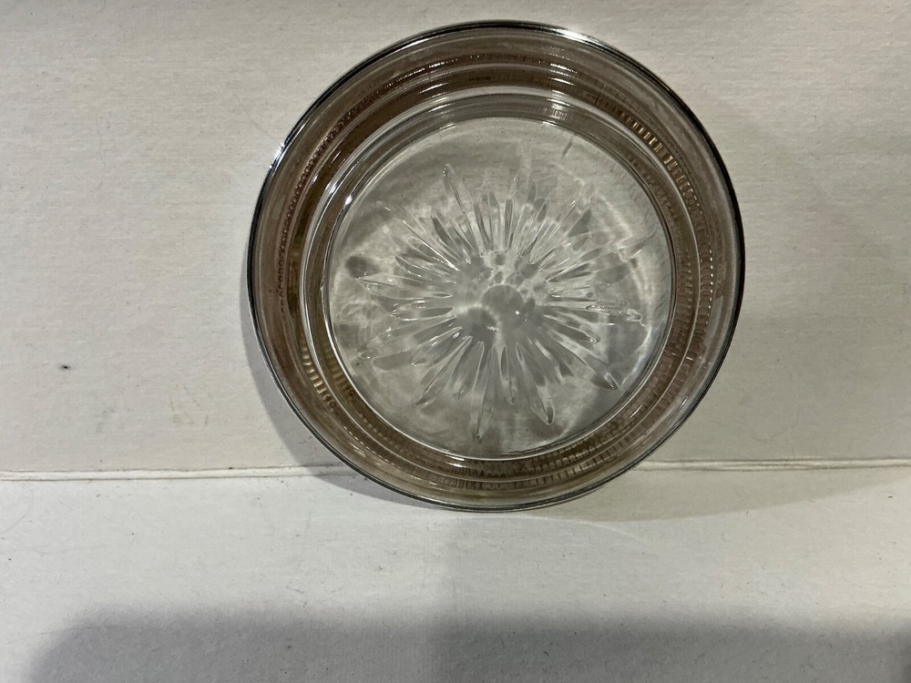 Set of 4 Silverplate glass coasters