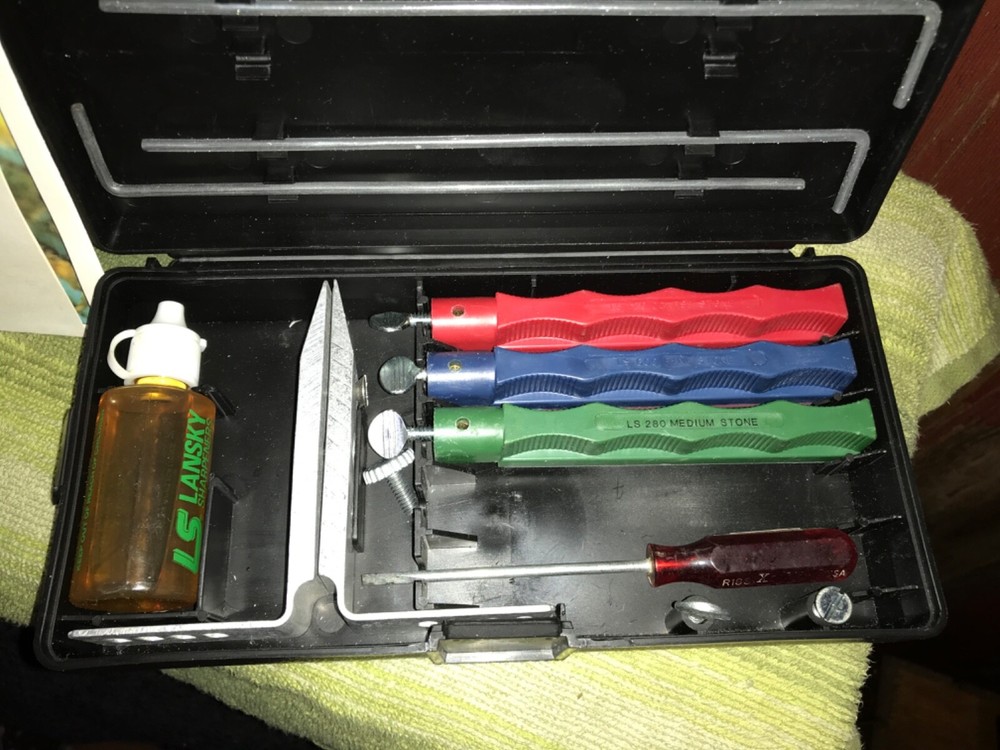 Lansky Sharpener System Kit 3 stones fine medium coarse USA.....g5