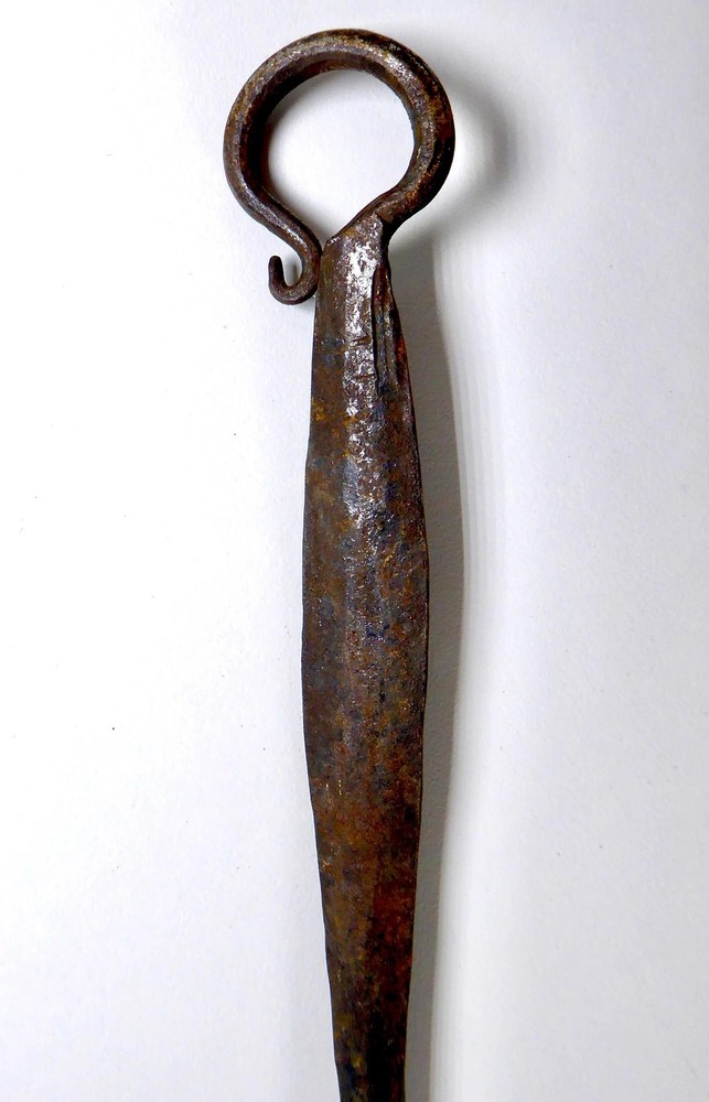 Wrought Iron Fire Pit Fork Tool 30" Hand Forged Primitive Rusty Rustic Relic