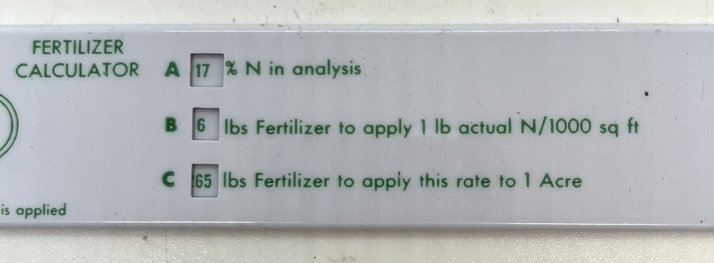 Fertilizer Slide Ruler Yard Volume Calculator West Point Modern Turfgrass Tool