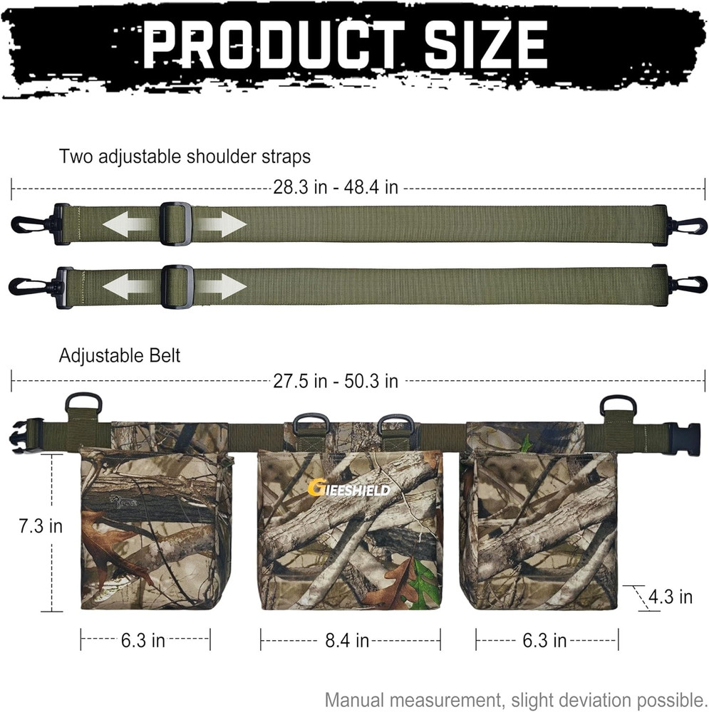Hunting Belt with Shoulder Strap, Quick-Release Game Belt with Shell Pouch & Bot