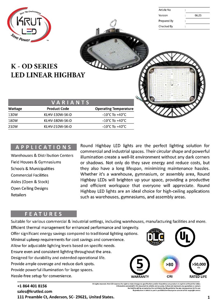 LED UFO High Bay Light 130W