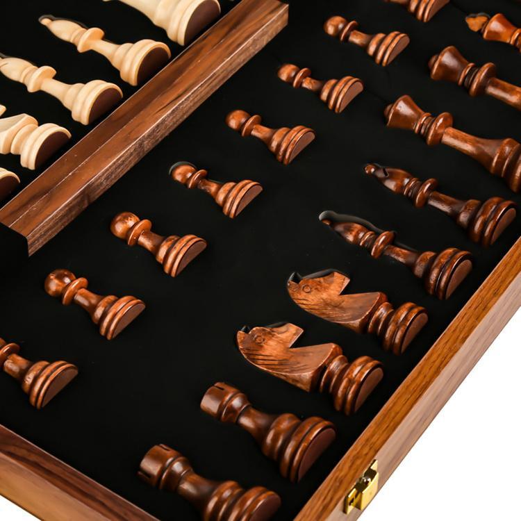 Classic Wooden Chess Set – Handcrafted Walnut Pieces & Foldable Board
