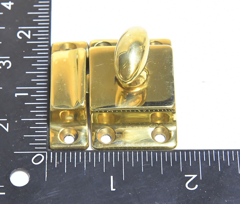 POLISHED BRASS T-HANDLE TURN CABINET SPRING LATCH WITH RECEIVER
