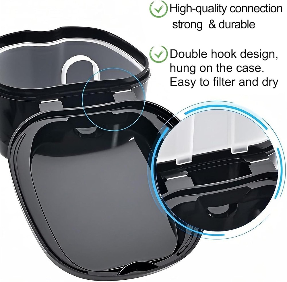 Black Denture Soaking Container Partial Denture Case, Orthodontic Retainer Cl...