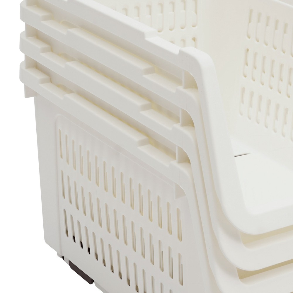 4PCS Stacking Storage Baskets Stackable Organizer Baskets Modern Storage Bins PP