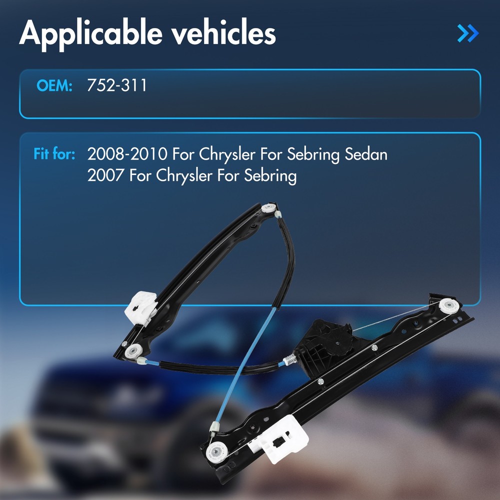 Window Regulator For Chrysler Sebring Sedan 2007-2010 Front Right Passenger Side