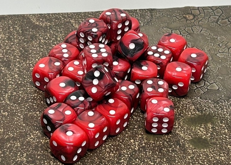 Ready To Roll Dice Pack 30x Marble Effect D6 Dice