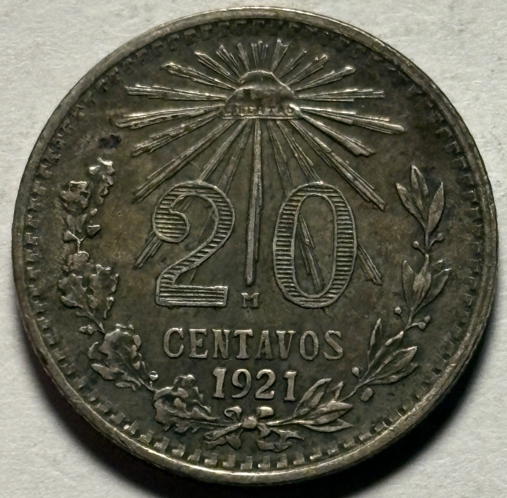 🇲🇽 1921 Mexico 20 Centavos Silver Coin — XF Condition 🔥 Original Surfaces