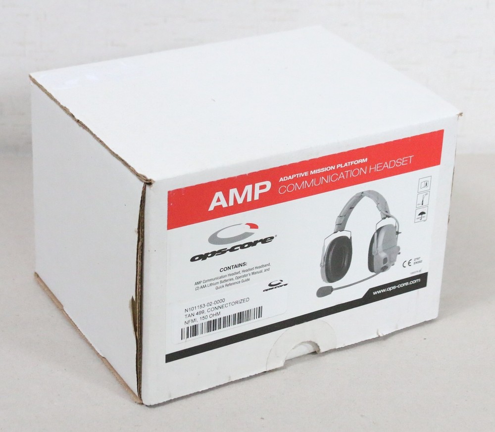NEW OPEN Ops-Core AMP Communication Headset NFMI Connectorized Tan 499 w/ Mic