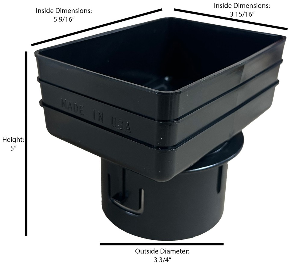 4x5x4 Black Downspout Tile Adapter