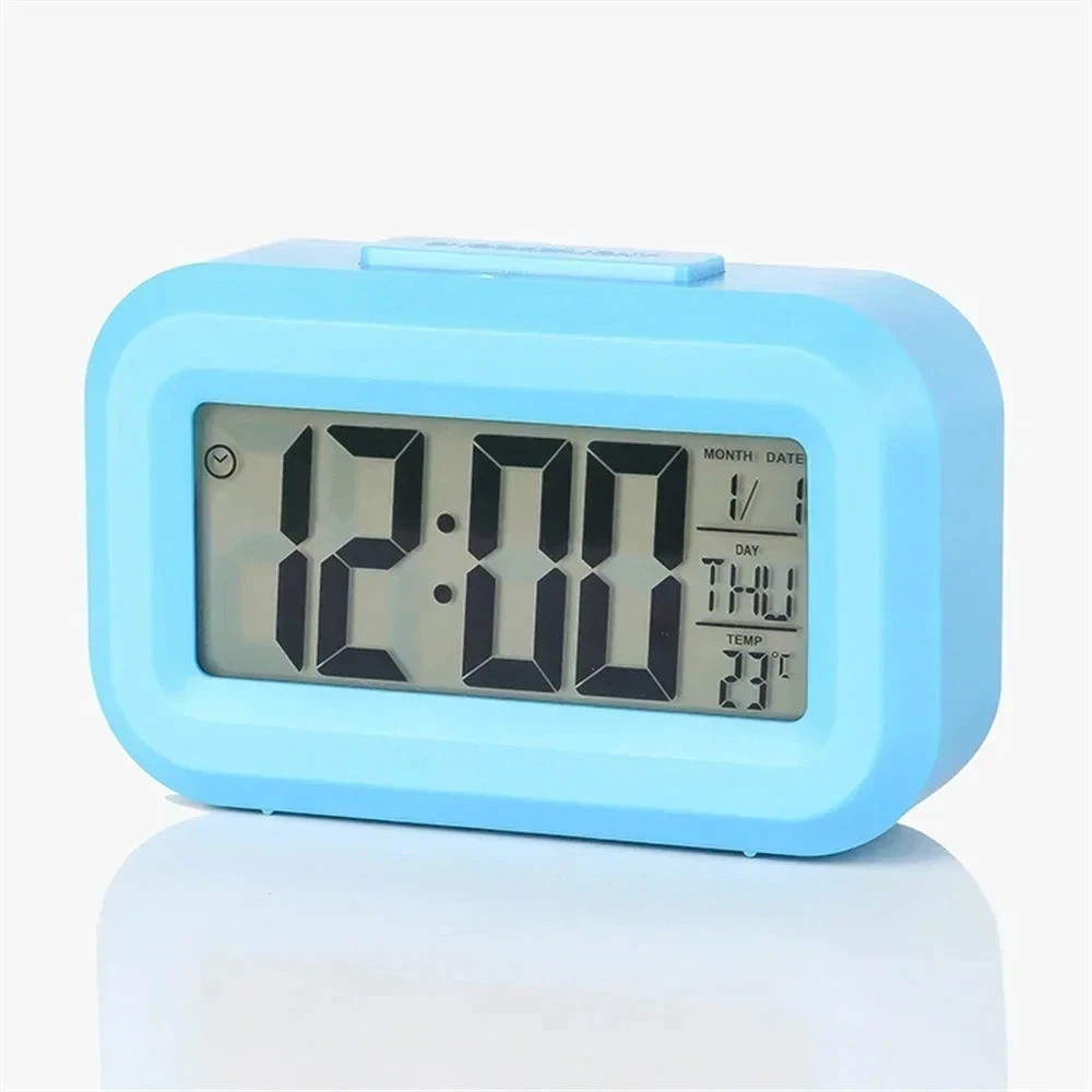 LED Digital Alarm Clock Snooze Backlight Calendar Time Display Table Desktop