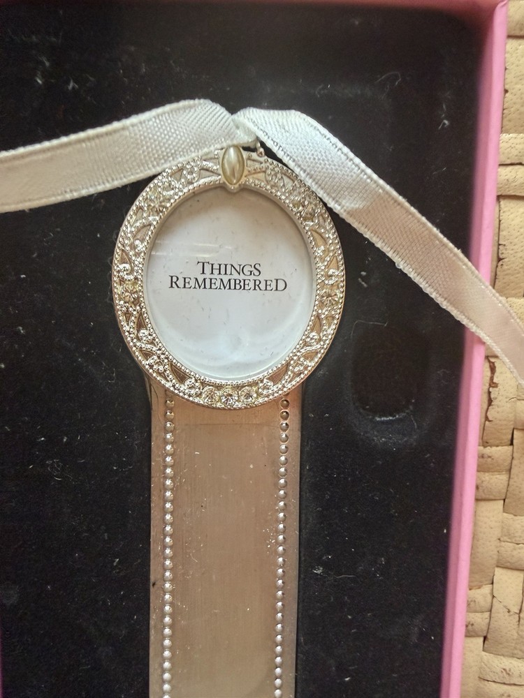 Pretty Silver Bookmark Things Remembered With Frame NIB