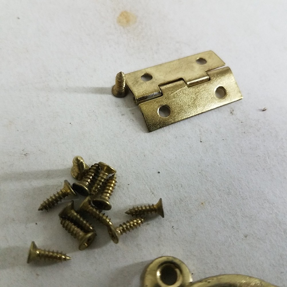 Latch And Hinge Set For Box Lid Brass