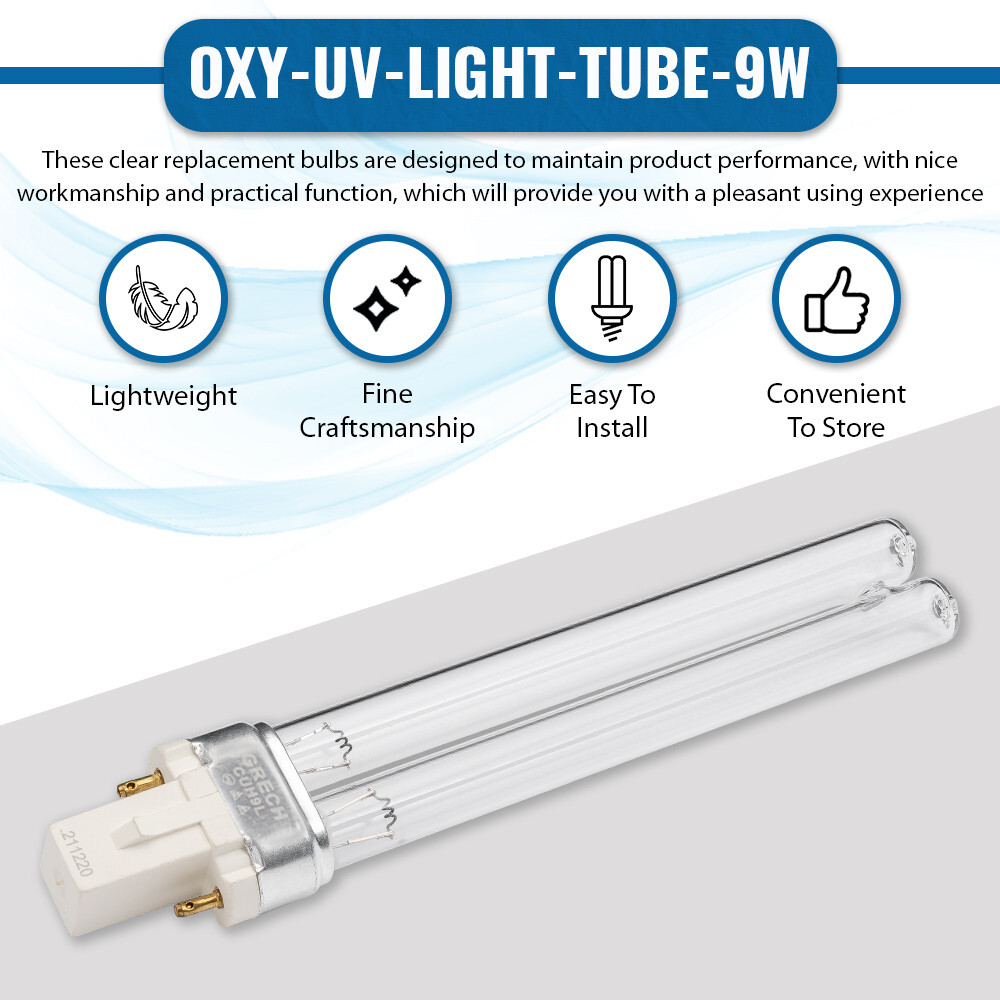 2PK - 9W UV Ultraviolet 2G11-4 Pin Base Algae Bacteria Clarifier Bulb