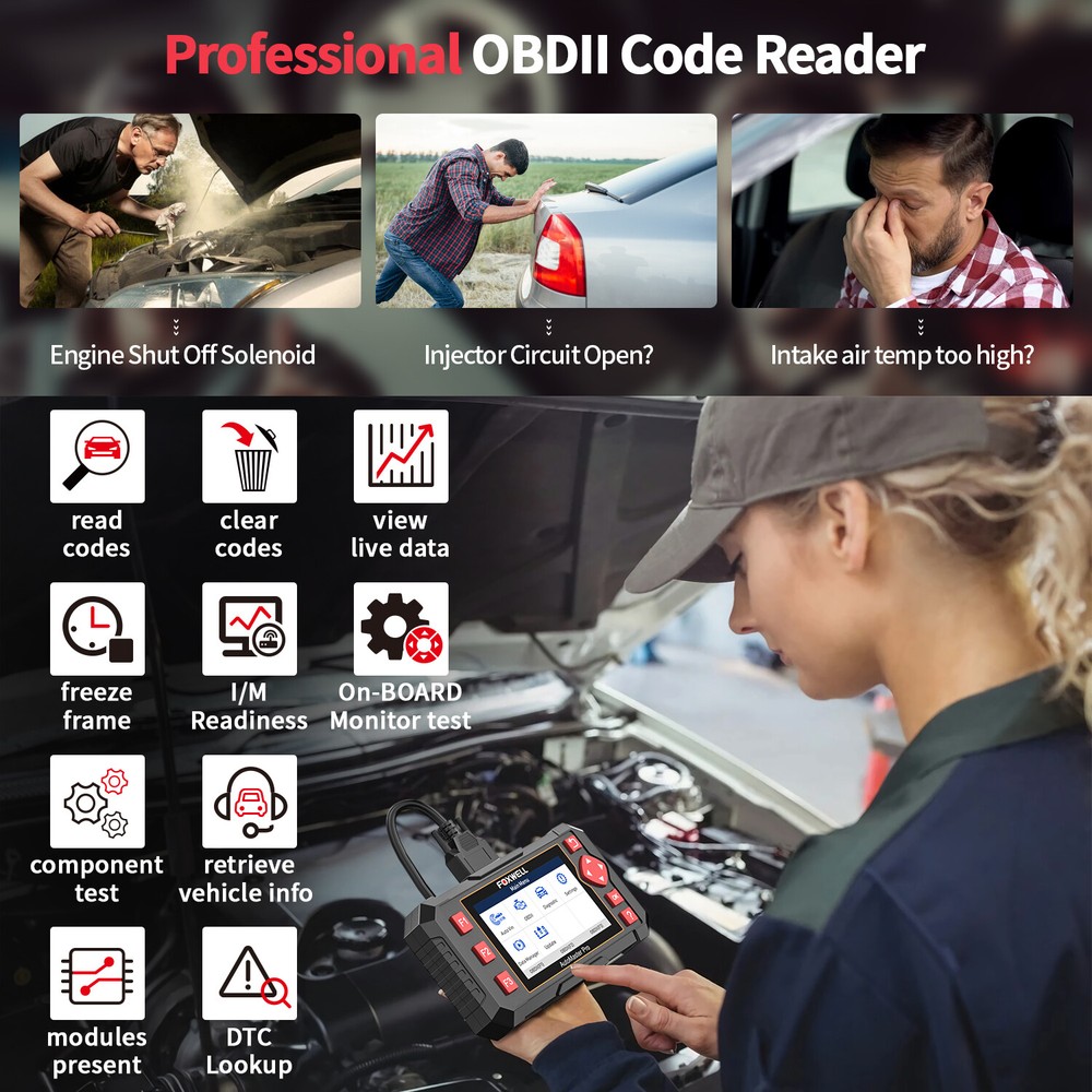 FOXWELL NT604 Elite 2026 NEW OBD2 Scanner Code Reader 4 System Diagnostic Tool