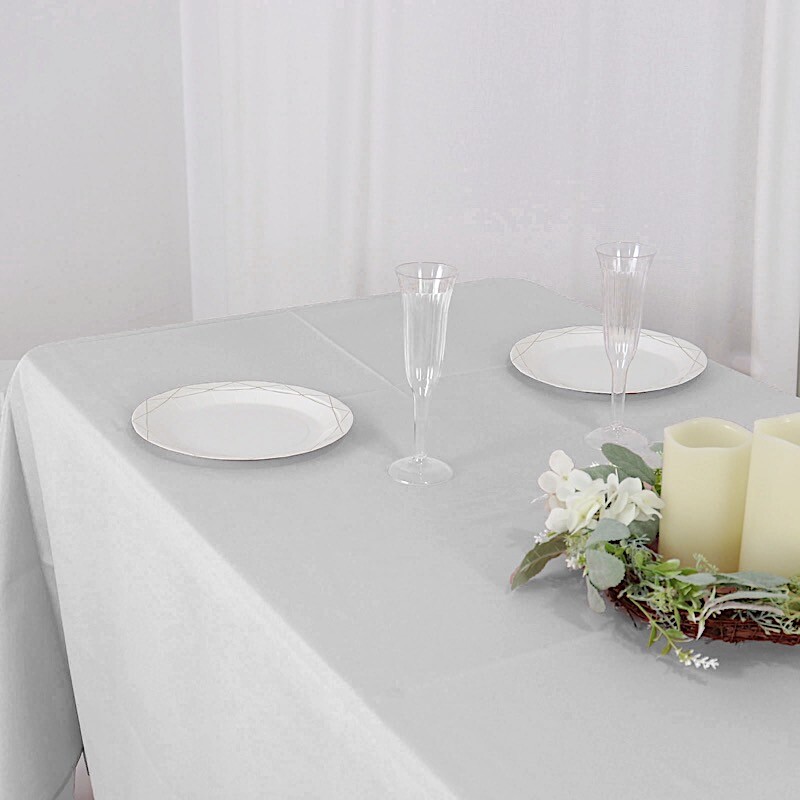 WHITE 72x120 RECTANGLE POLYESTER TABLECLOTH Wedding Party Catering Linens Dinner