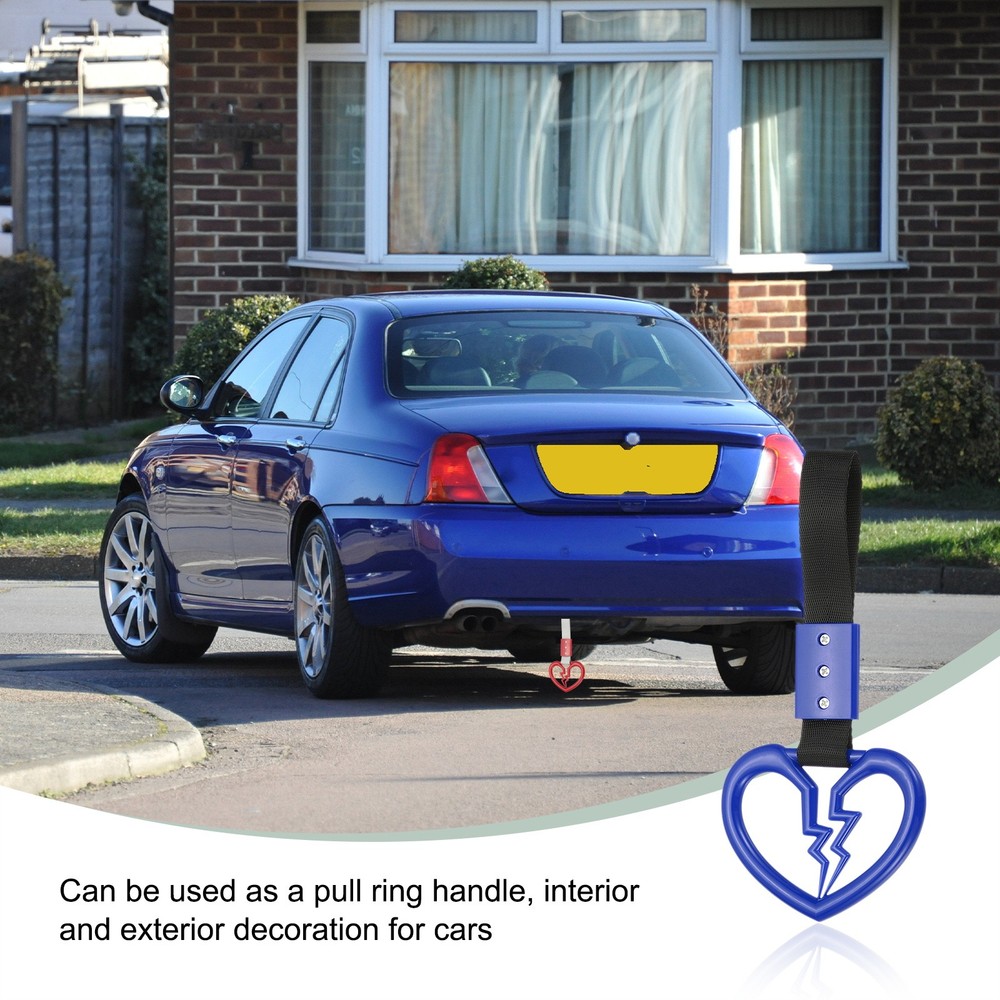 2Pcs Broken Heart Shaped Car Handle Straps for Auto, Blue