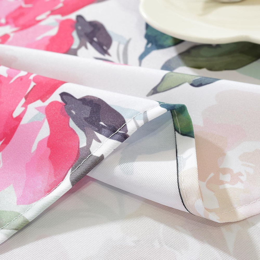 Spring Pink Rose Watercolor Tablecloth 52"x70" Rectangular Floral Cover