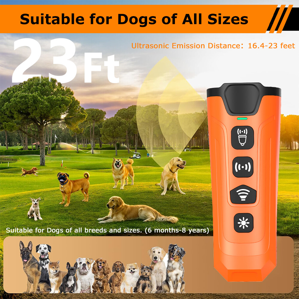 Dog Anti-Barking Deterrent Device Repeller Ultrasonic Bark Train w/ Flashlight