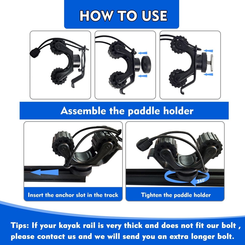 1005 2 PCS Kayak Paddle Holder Track Mount Accessories, Compact Space-Saving ...