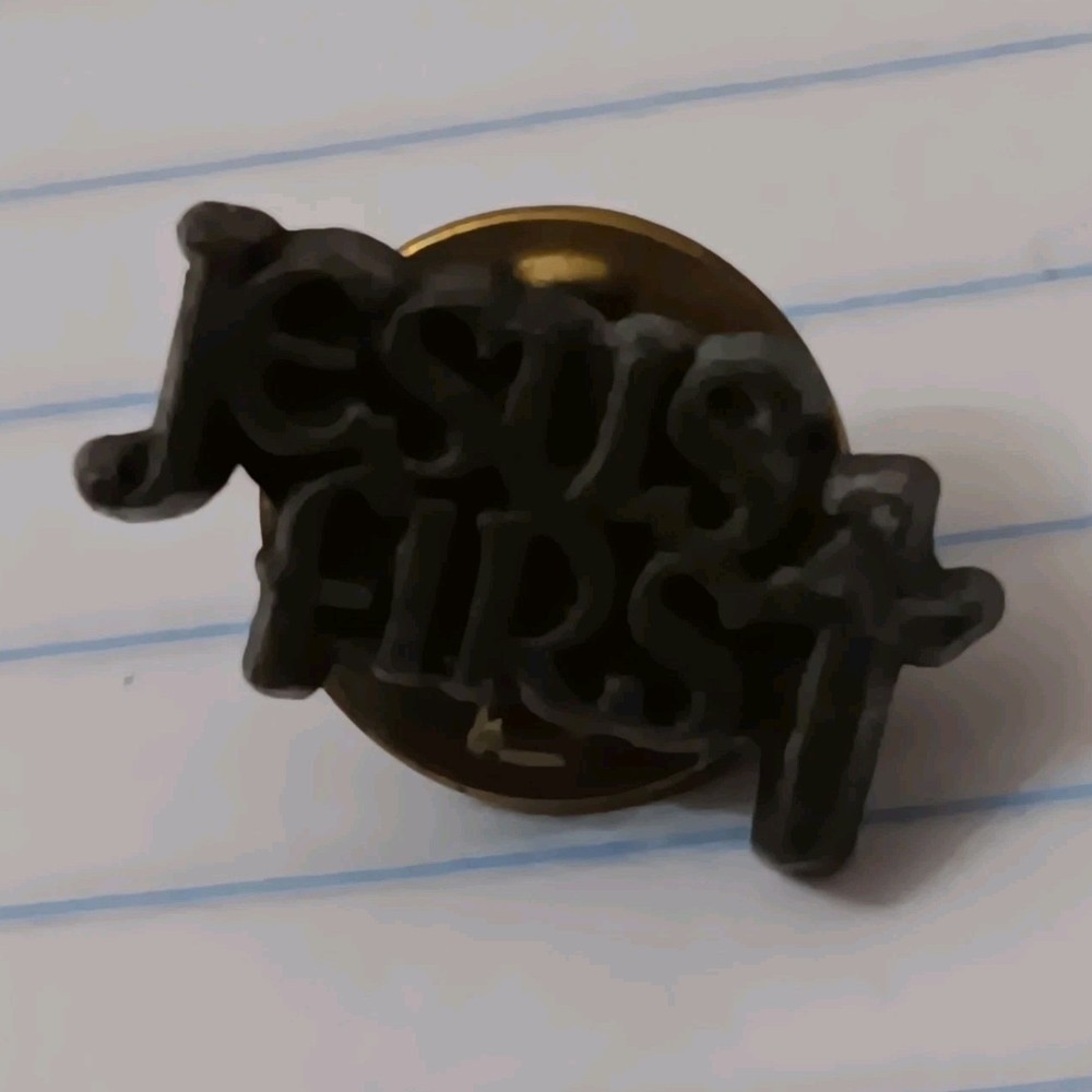 Jesus First Pin Cap Hat Tie Religion