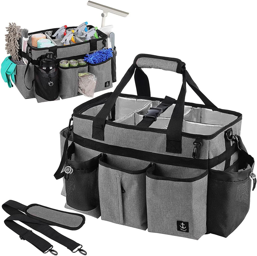 Timoxi Large Cleaning Caddy Bag Built-In Sturdy Support Board