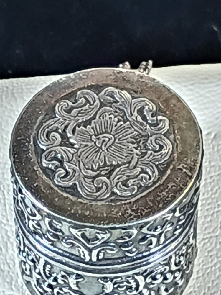 Vintage Sterling Silver Thimble Holder 30in Chain Chatelaine 16g