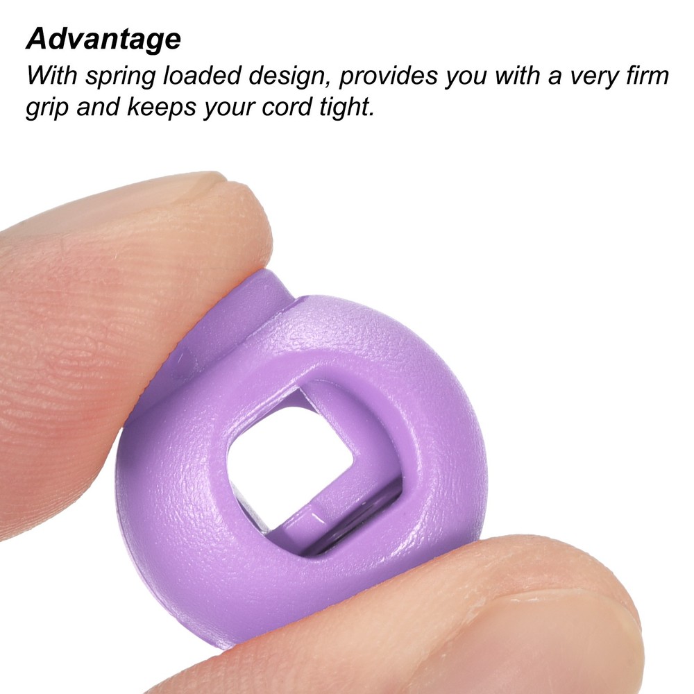 Cord Locks, 30 Pack Ball Spring Toggle Stopper, Light Purple