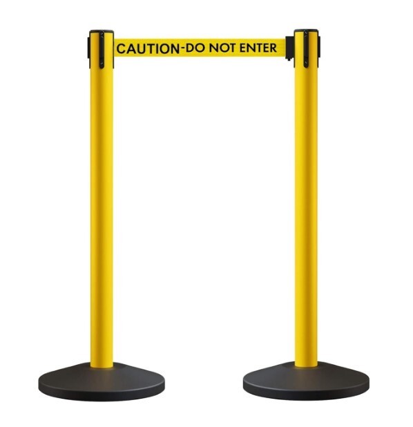 Crowd Control Stanchion Retractable Belt Barriers 11' Caution Belt