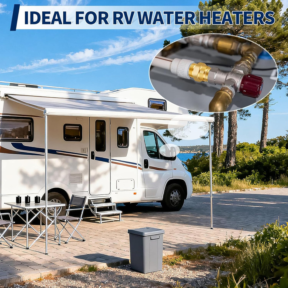 RV Water Heater Backflow Preventer, 1/2" NPT Double Male Thread Hot Water Heater