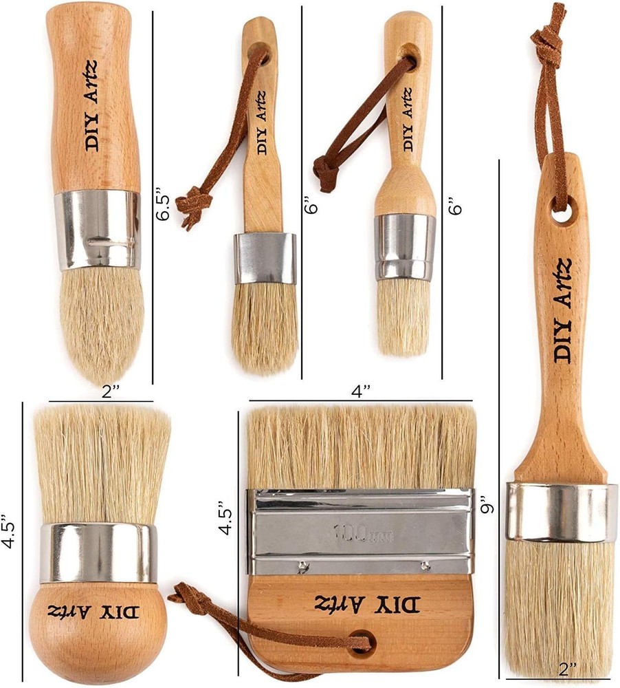 Versatile 6-Pack Boar Bristle Paint Brushes - Minimal Shedding & Smooth Coverage