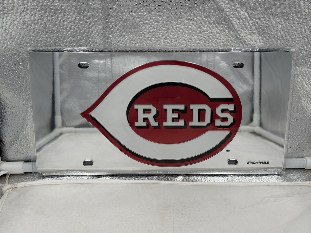 Cincinnati Reds MLB Silver Lasercut License Plate Wincraft