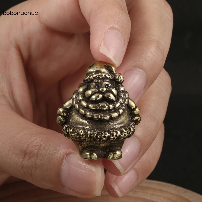 Solid Brass Santa Bauble Brass Holiday Gift Mini Figurine