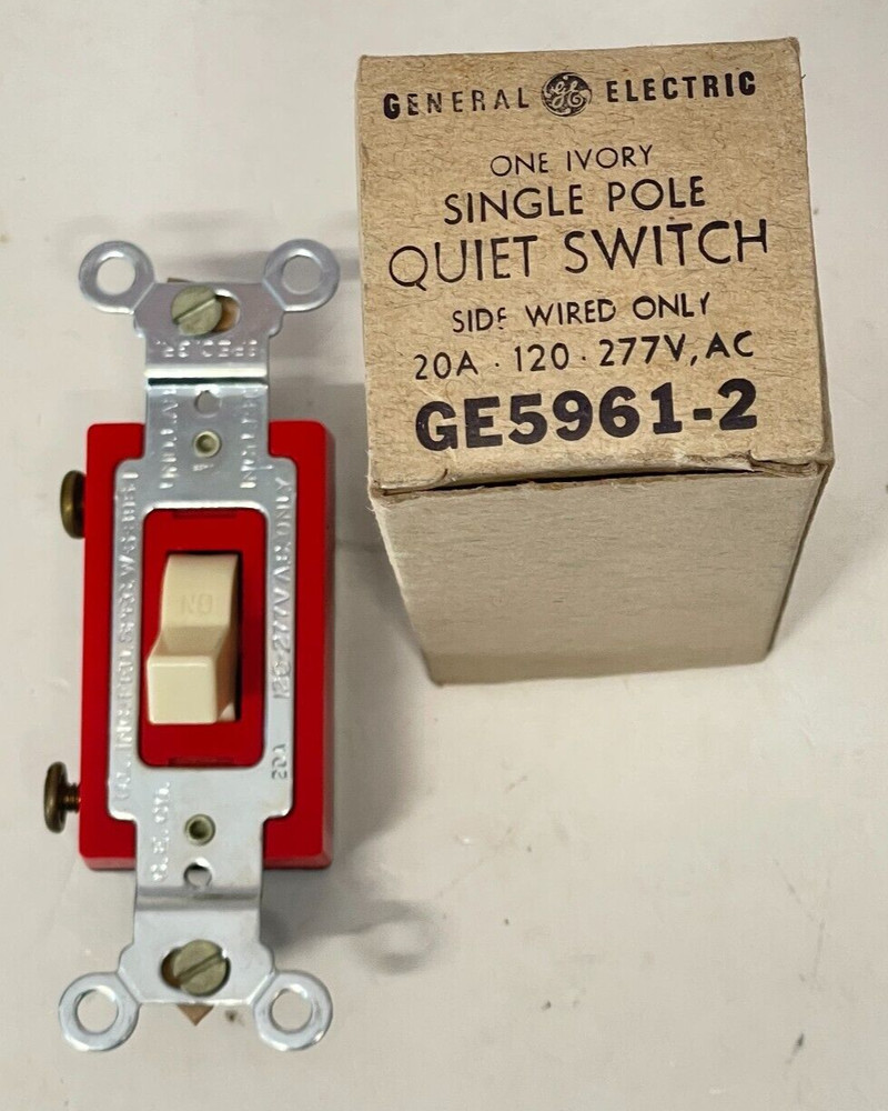 GE5951-2 Quiet Switch Single Pole ~ Side or back Wired ~ Ivory ~ New in Box