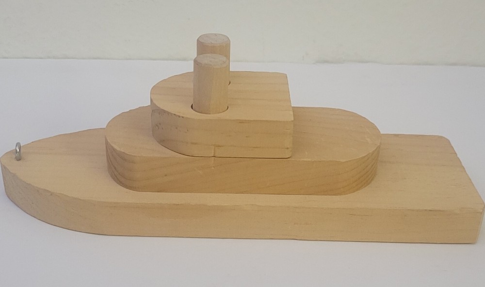 Classic Wood Pull Toy Boat 9 X 3 X 3"