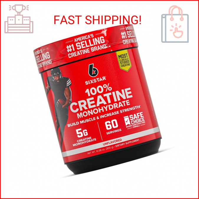 Six Star 100% Creatine Monohydrate Powder - Unflavored Micronized Creatine Monoh